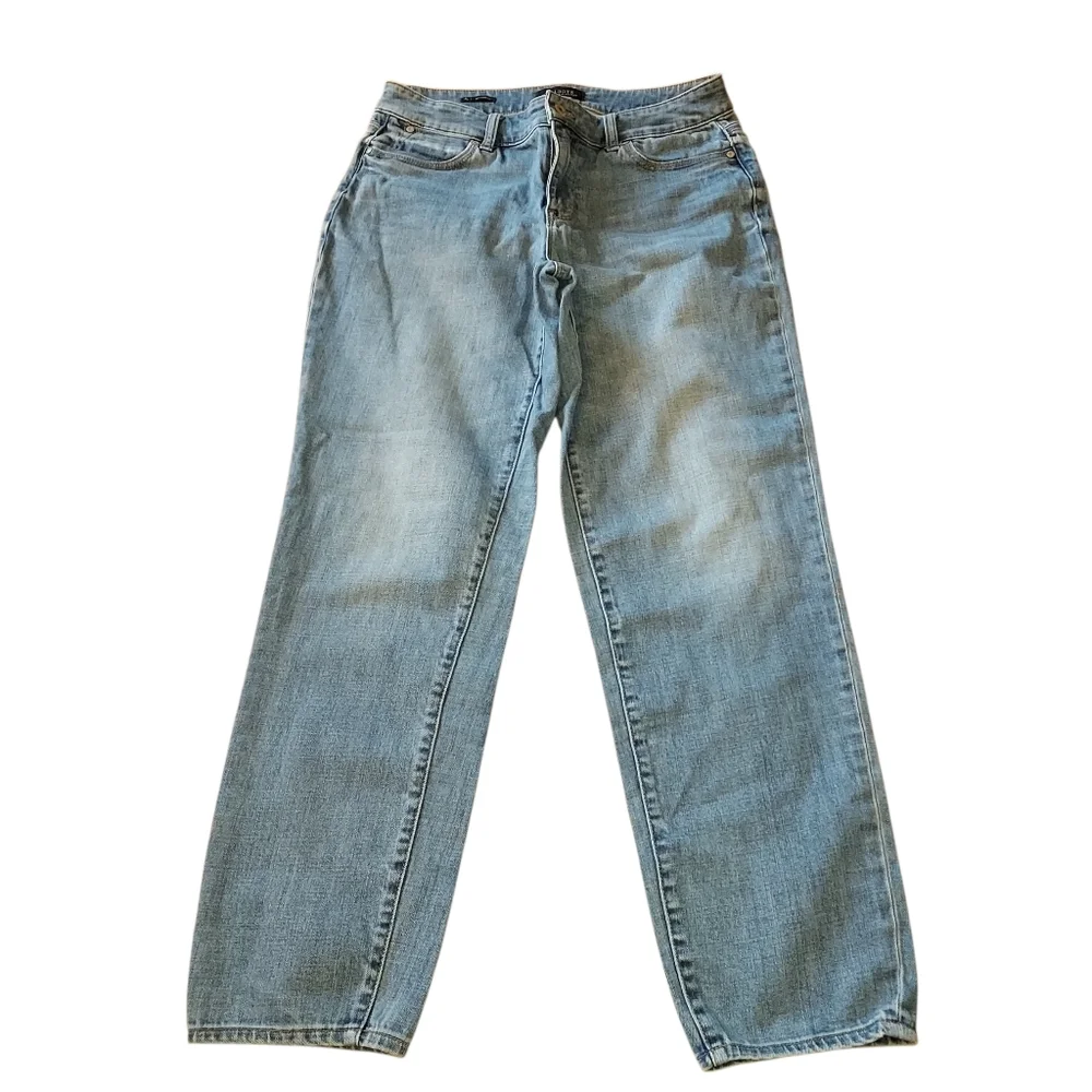 Talbots Jeans Womens Sz 8 Long Boyfriend Flawless Five Pocket light Wash Stretch